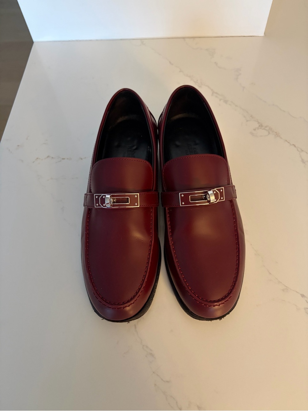 HERMES DESTIN BURGUNDY LOAFERS